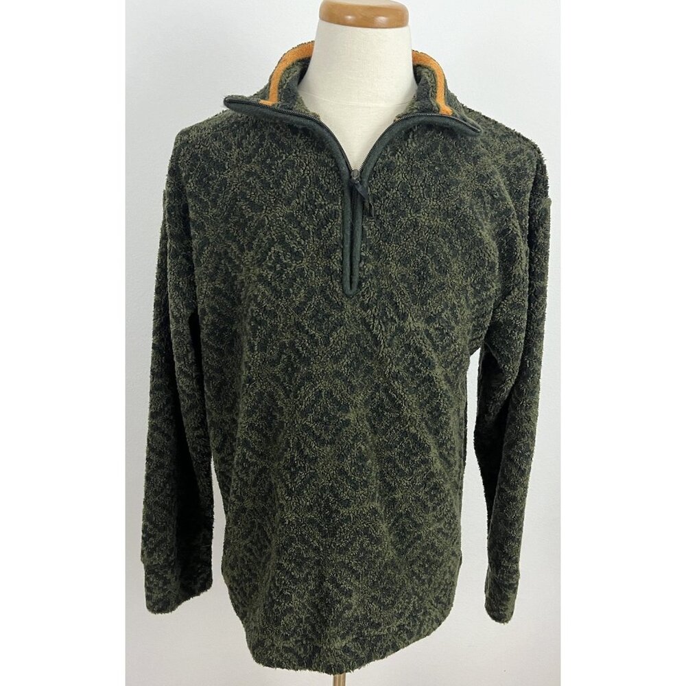 Laksen Men's M Forest Green Geometric Fleece 1/4 Zip Hike Jacket Sweater